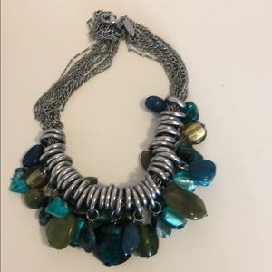 Blue and green toned chunky necklace